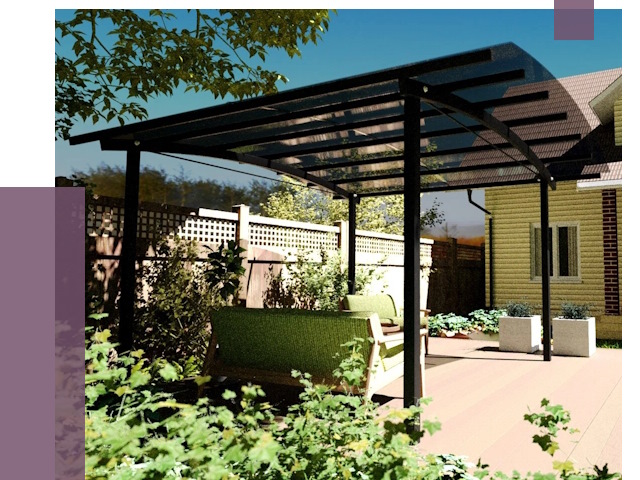 Навесы для террасы в Нефтекамске от 13092 руб. под ключ | ПРОЛЁТ-Нтк