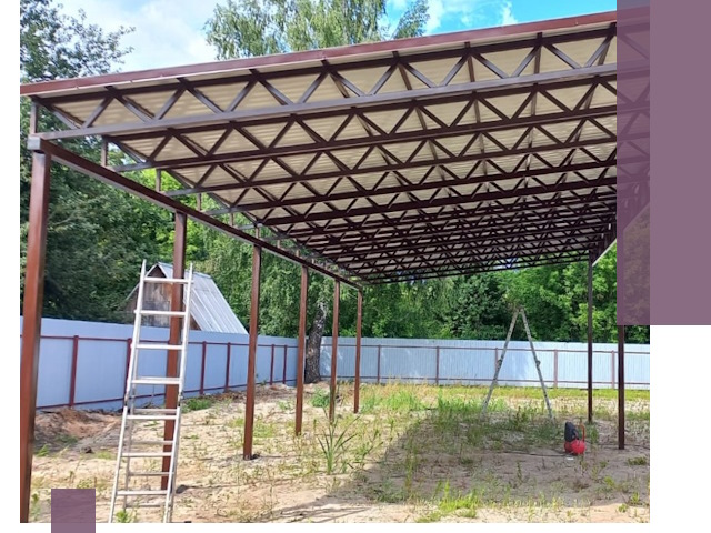 Односкатные навесы под ключ в Нефтекамске — изготовление и монтаж