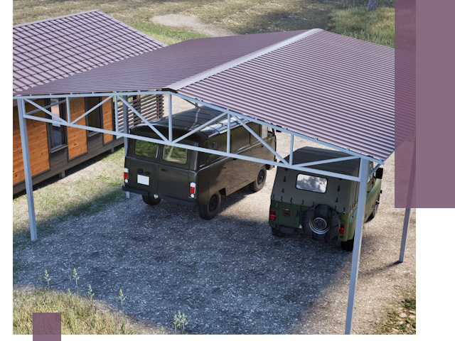 Двускатные навесы под ключ в Нефтекамске — изготовление и монтаж